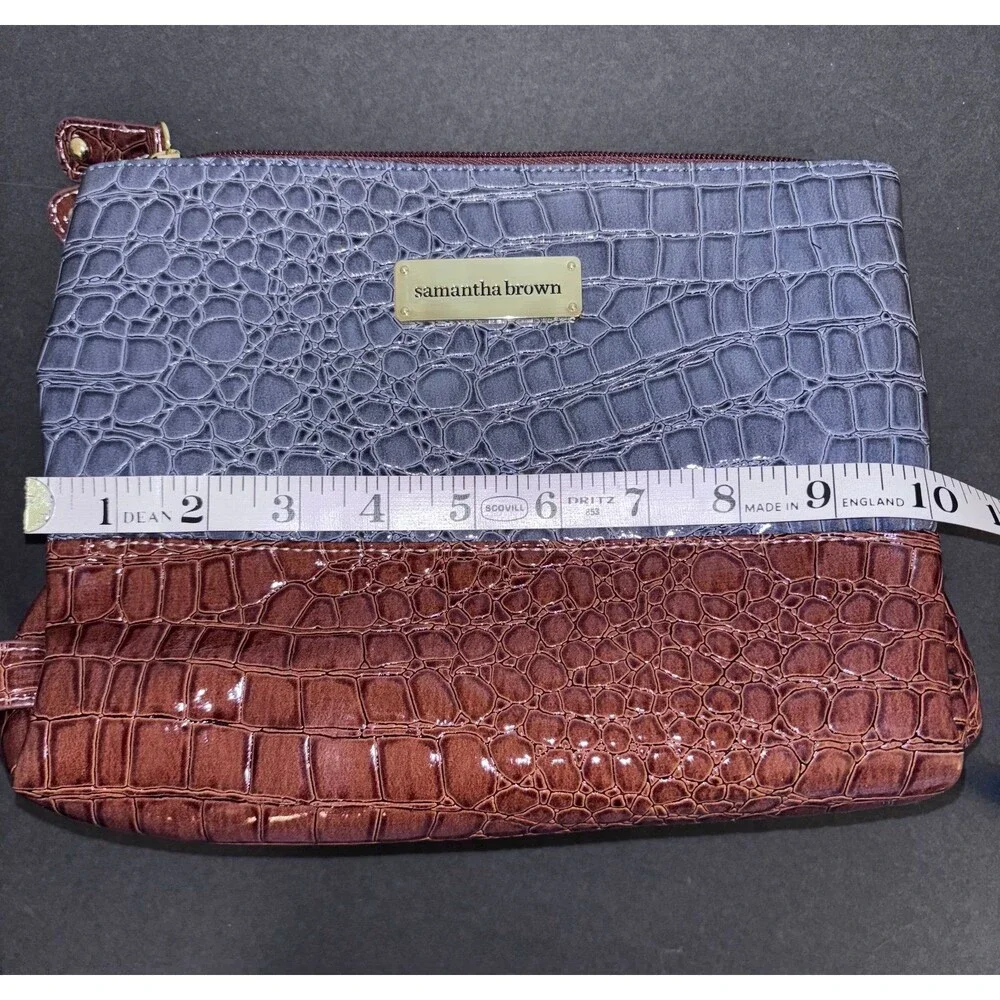 Samantha Brown Toiletry Bag Faux Croc print Brown Gray